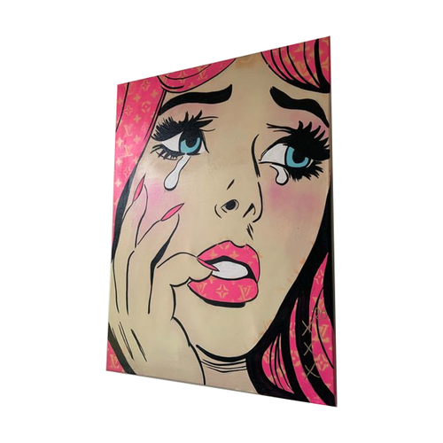 Popart crying girl / pink hair / Louis Vuitton