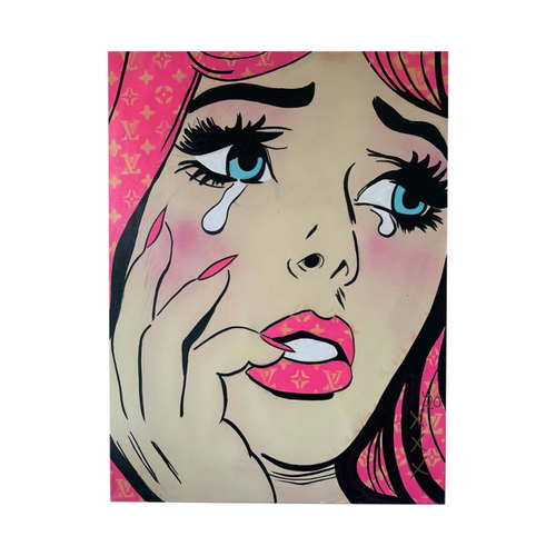 Popart crying girl / pink hair / Louis Vuitton