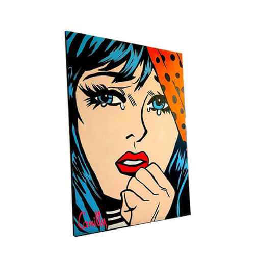 Blue Hair crying comic pop art girl