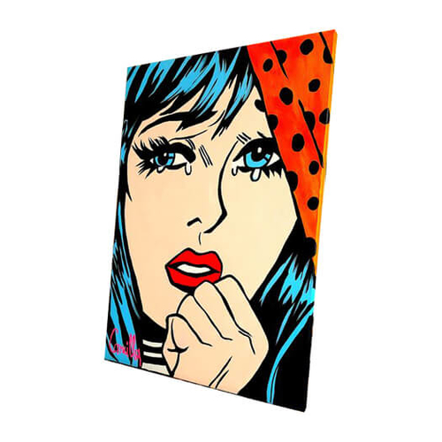 Blue Hair crying comic pop art girl